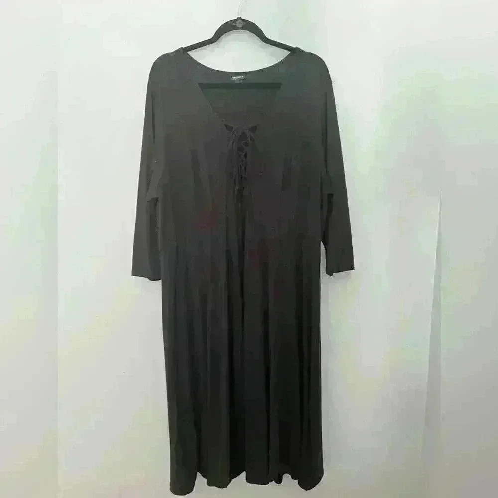 Torrid 3/4 Sleeve Black Lace-Up Dress Size 3 - Picture 2 of 6